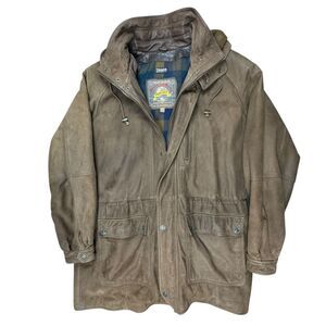 Adventure Bound Leather Jacket Men's LT Wilson's Flannel Lined Thinsulate Trench